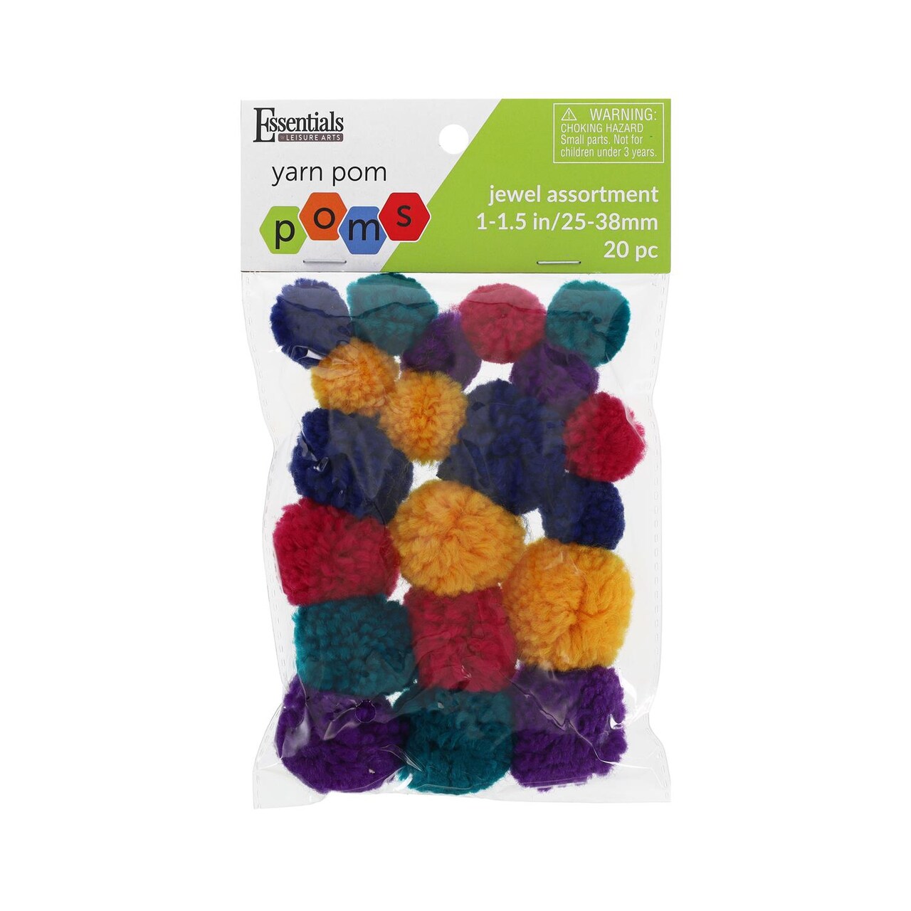 Essentials By Leisure Arts Yarn Pom Poms - Assorted Jewel - 1" To 1.5" 20 Piece Pom Poms Arts And Crafts Gray Pompoms For Crafts Craft Puff Balls For Crafts